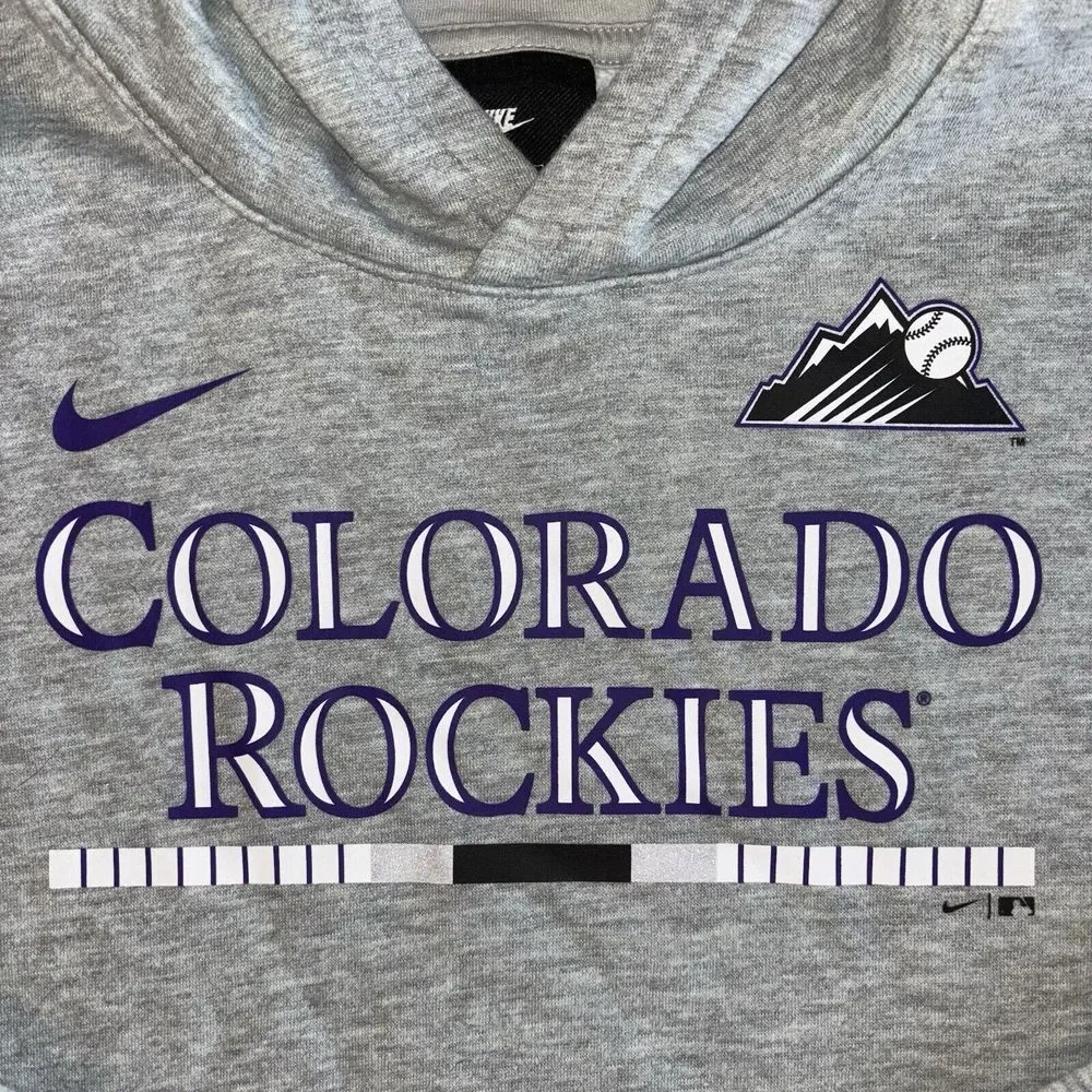 Colorado‎ Rockies MLB Nike Youth XL 18-20 Light Gray Sweatshirt Pullover Hoodie